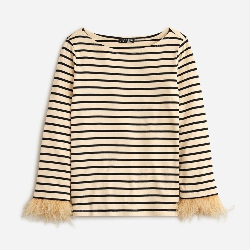 NWT J.Crew Feather-trim long-sleeve shirt